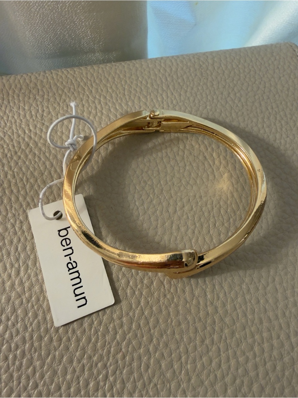 Ben-Amun Gold Fluid Sculptural Hinged Cuff Bracelet - Picture 2 of 3